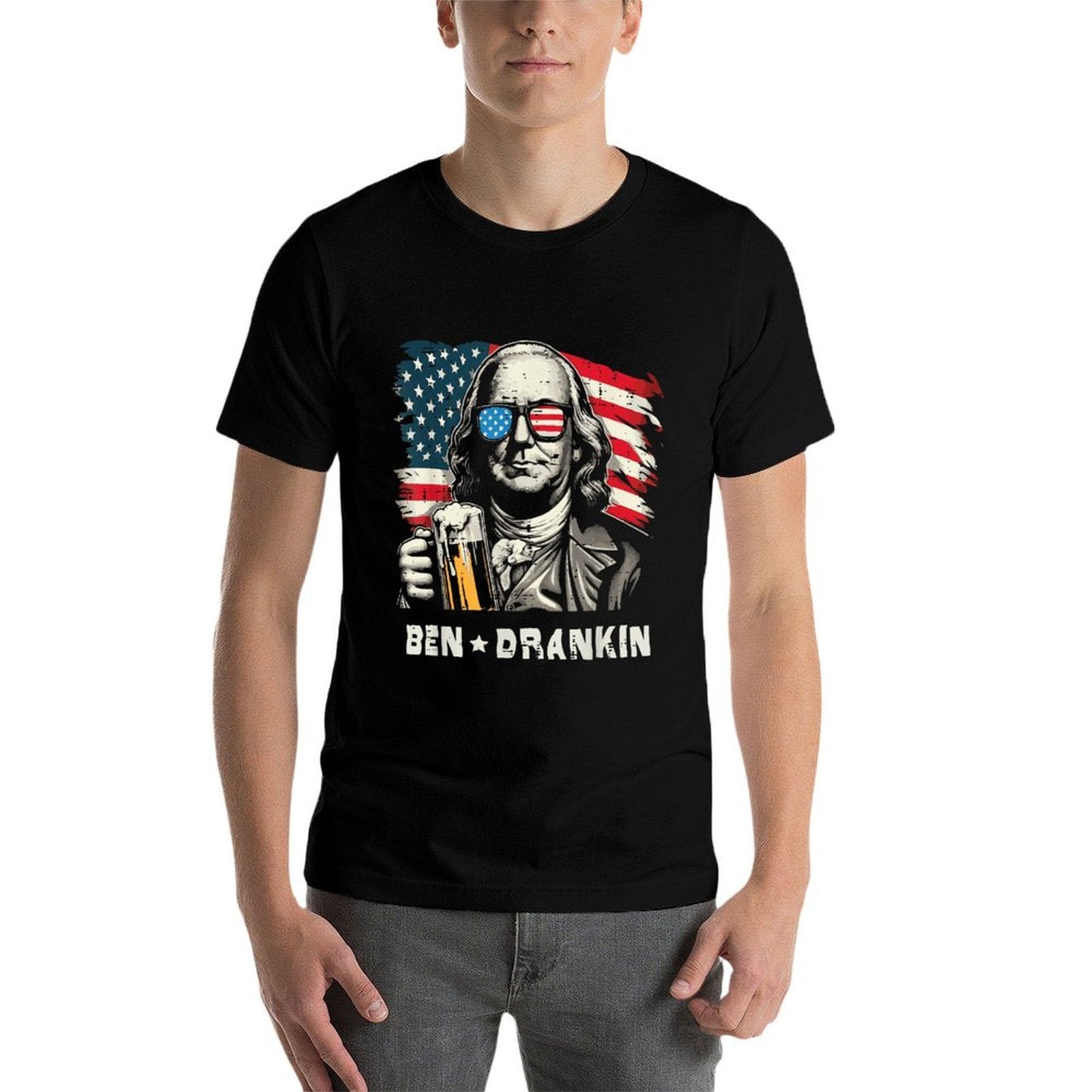 4th Of July Franklin Ben Drankin American Dad Men Women  Cotton T-Shirt