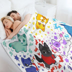 Aphmau And Friends Love Heart Meemeow Cat Pattern Comfort Throw Blanket