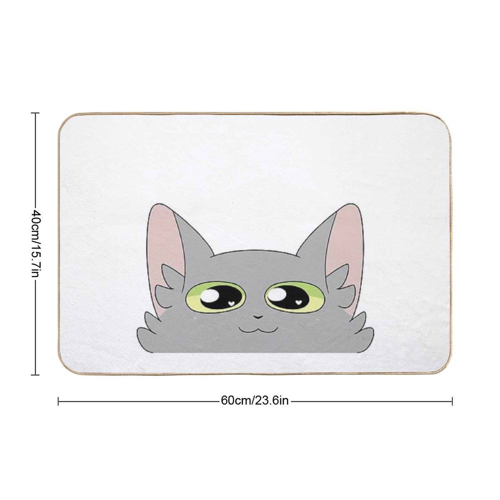 Cute Happy Gray Cat  Easy Maintenance Bath Mat