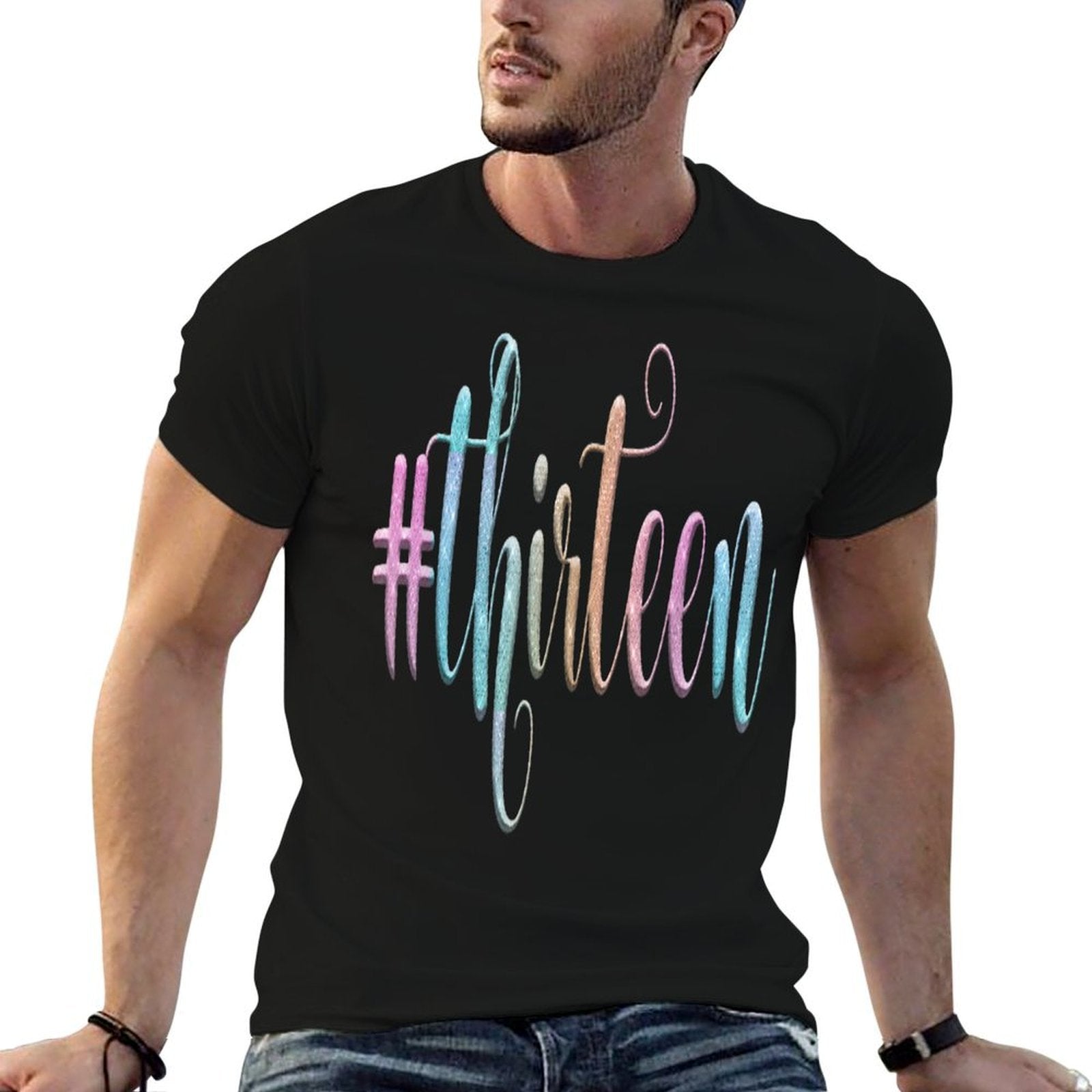 13th Birthday Girls Blue Galaxy 13 13 Official  Oversized Silhouette T-Shirt
