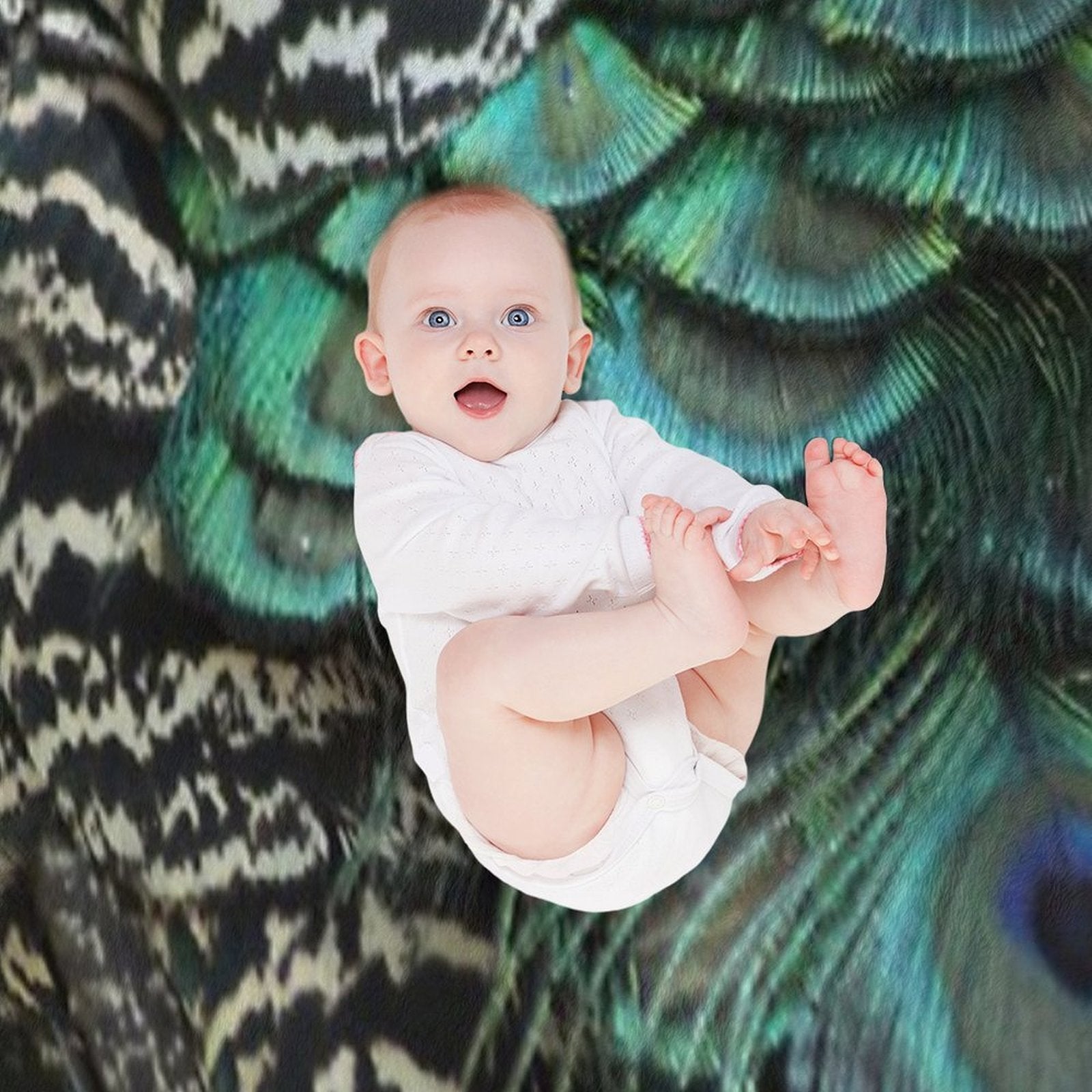 Peacock Bird Feathers Plumage Texture 1 Plush Throw Blanket