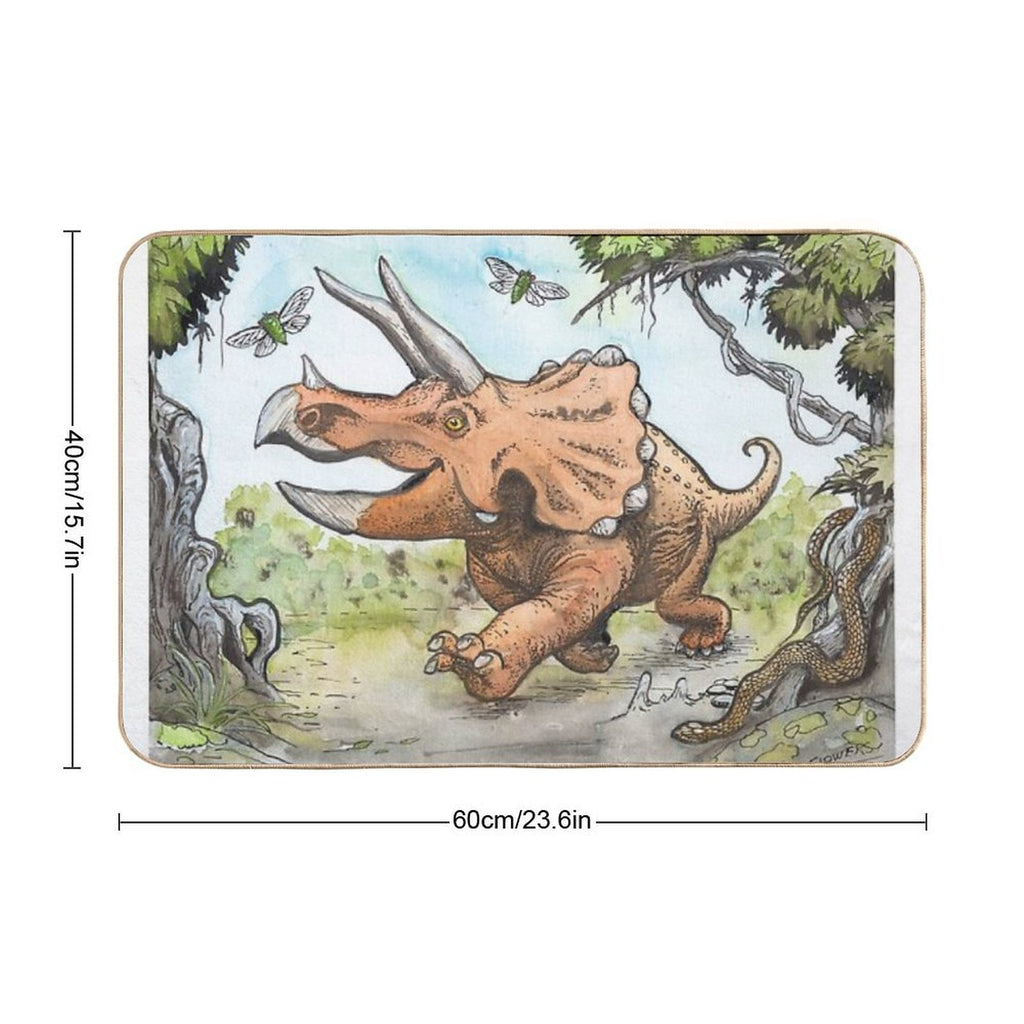 Happy Triceratops Durable Bath Mat