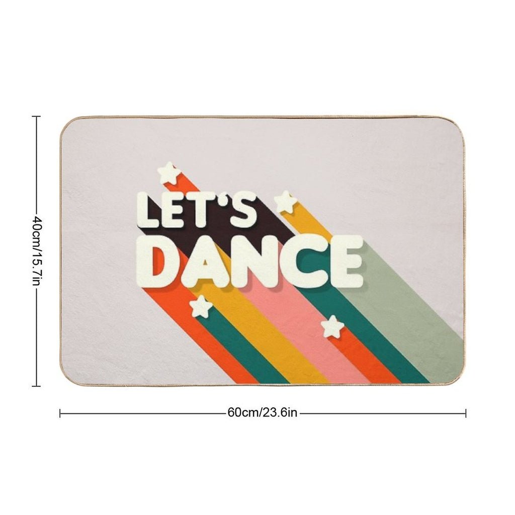 Let's Dance Retro Rainbow Text  Stain-Proof Bath Mat