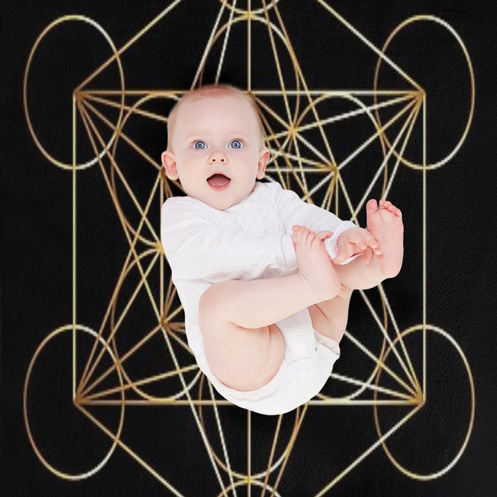 Metatron's Cube Golden Line Versatility Throw Blanket