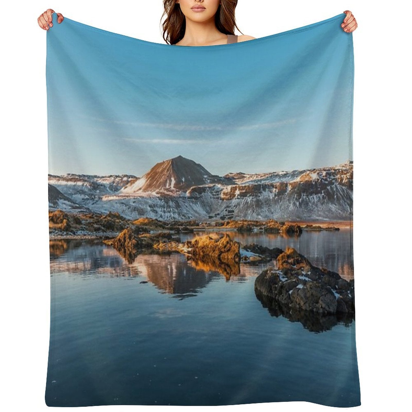 Winter Landscape in Iceland II Eco-conscious Throw Blanket