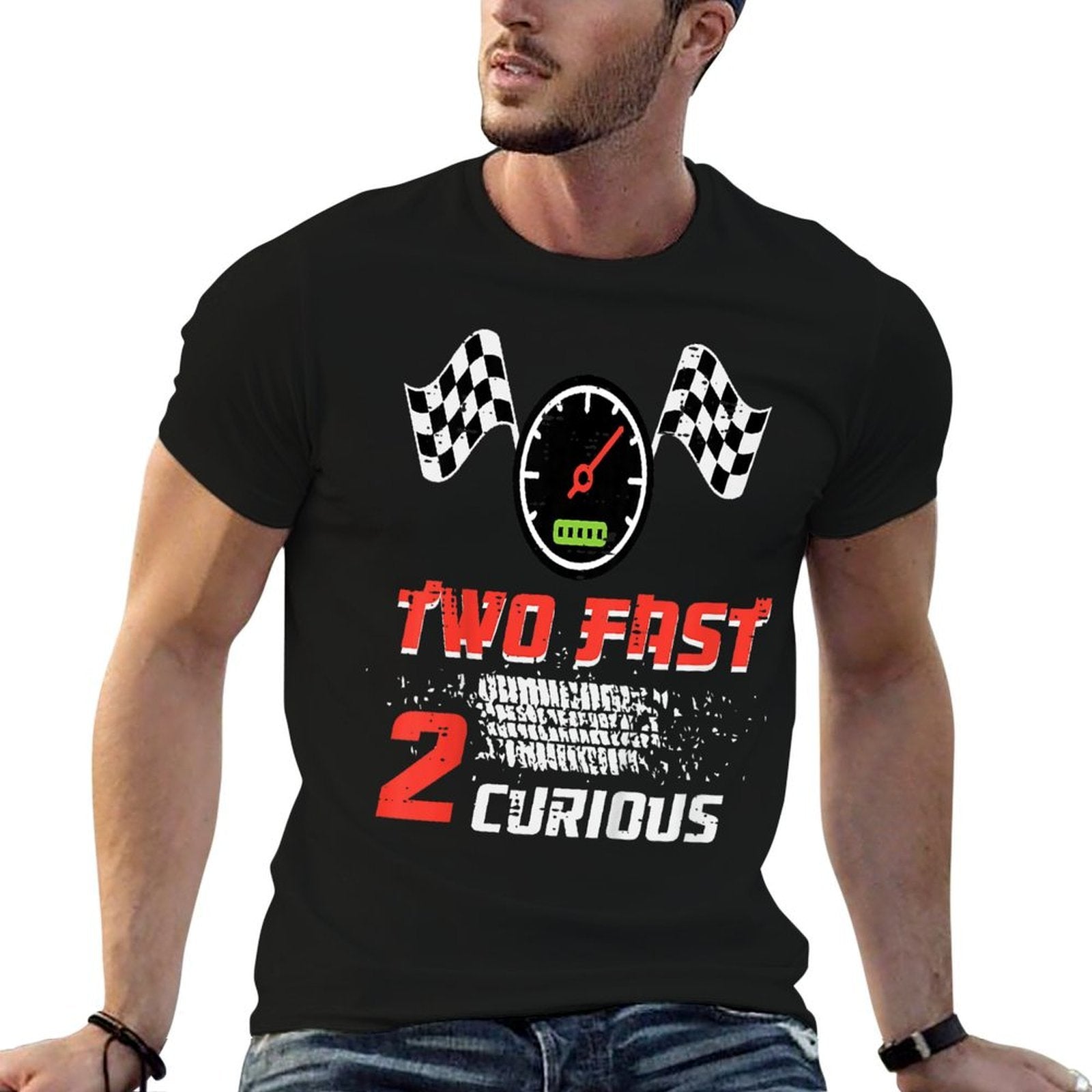 2nd Birthday Two Fast 2 Curious Funny Boys Girls Kid Toddler  Stretchy T-Shirt