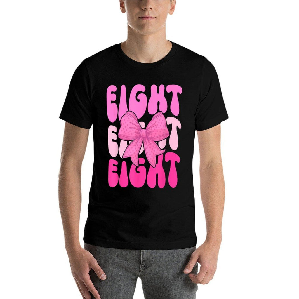 8th Coquette Birthday Party Eight Year Old Girl Coquette Bow  Easy-care T-Shirt