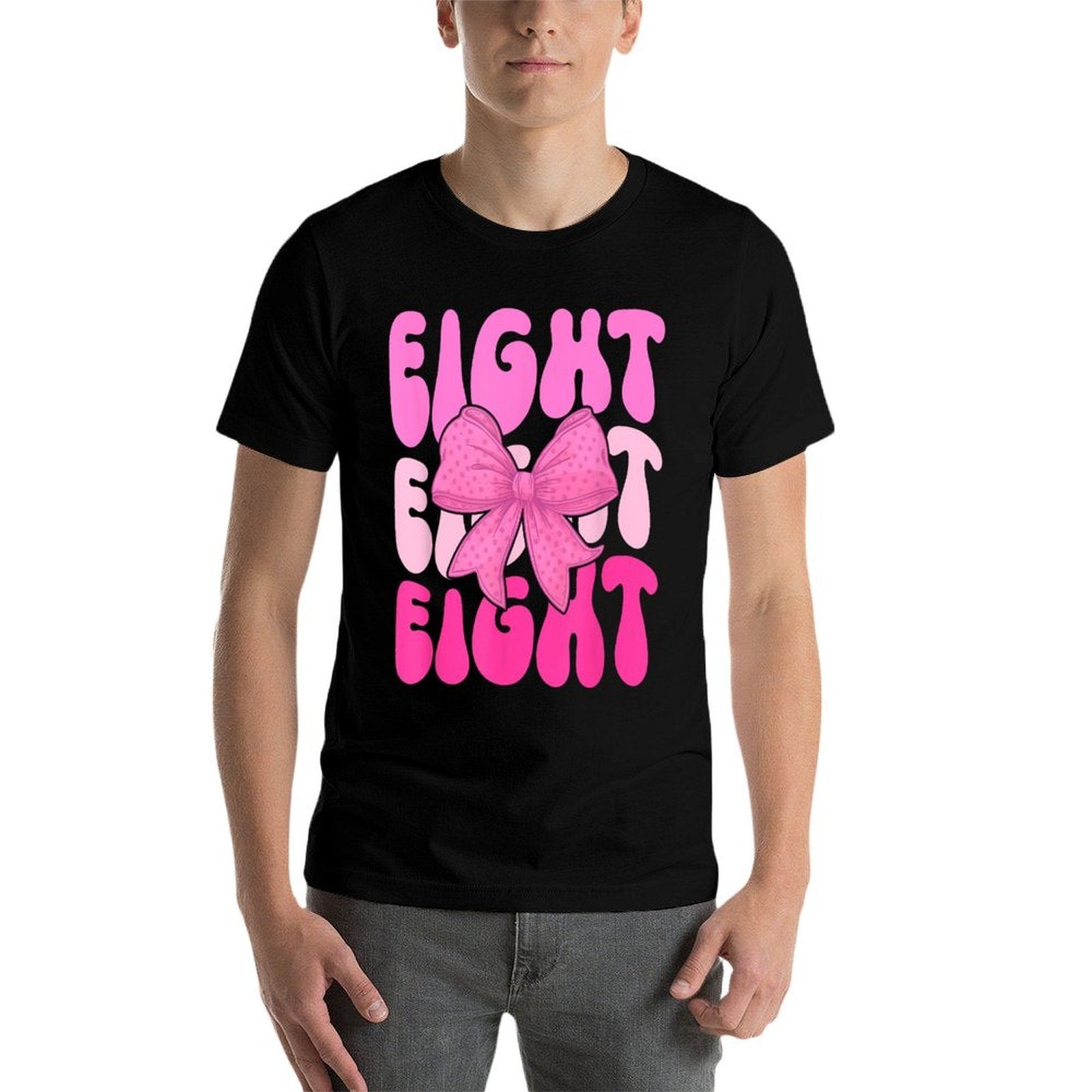 8th Coquette Birthday Party Eight Year Old Girl Coquette Bow  Easy-care T-Shirt