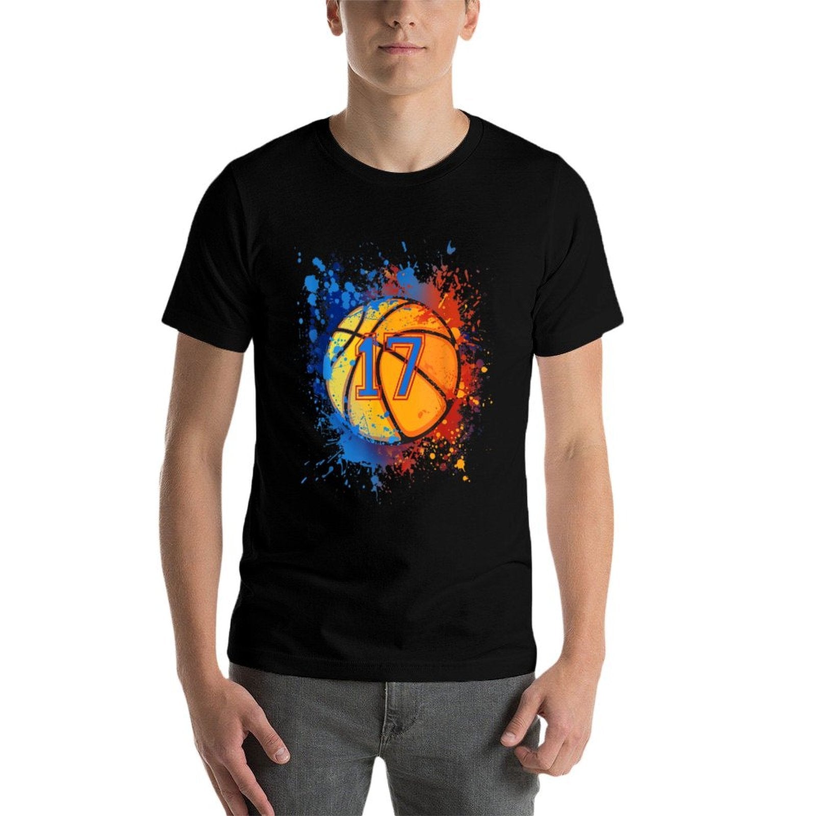 17 Years Old 17th Birthday Basketball Gift For Boys Party  Stretchy T-Shirt
