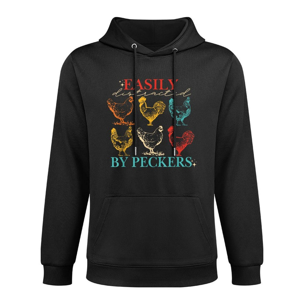 Easily Distracted By Peckers Chicken Vintage Design Machine Washable Hoodie