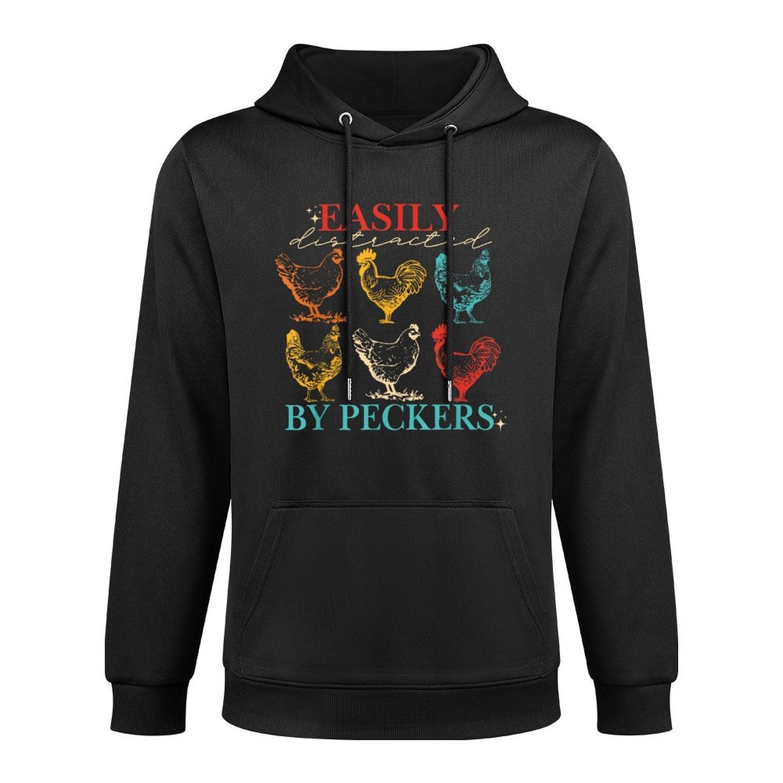 Easily Distracted By Peckers Chicken Vintage Design Machine Washable Hoodie