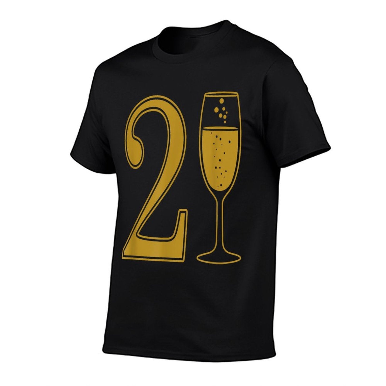 21st Birthday 21 Years Old Chamagne Word Art  Ribbed Collar T-Shirt