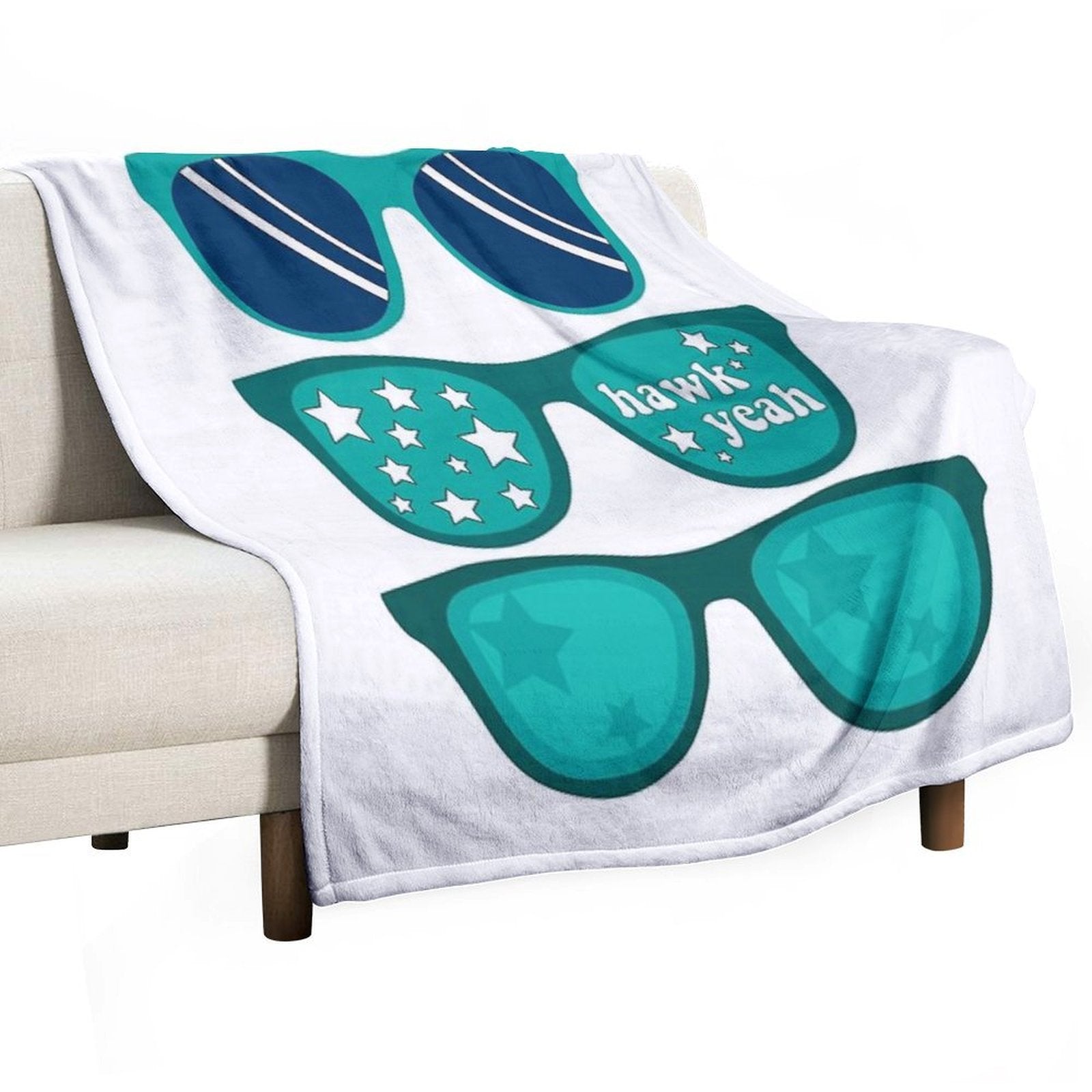 UNCW Hawk Yeah Triple Sunglasses Machine-washable Throw Blanket