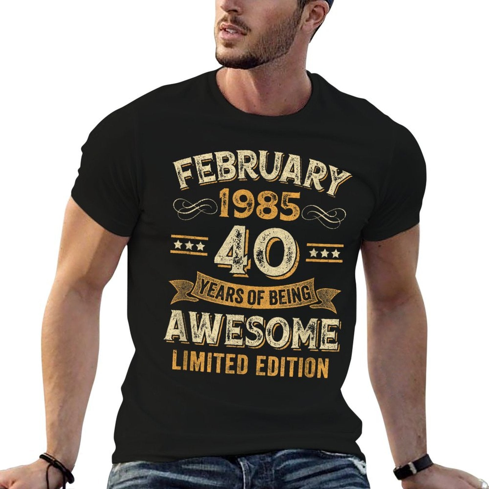 40 Years Awesome Vintage February 1985 40Th Birthday  Vintage-inspired T-Shirt