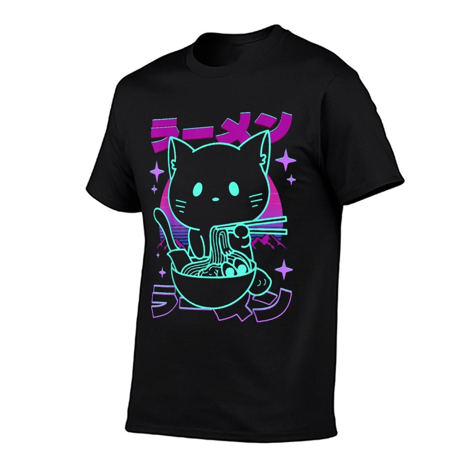 Anime Ramen Cat Retro Japanese Noodles Aesthetic Kawaii Cat  Tagless Design T-Shirt
