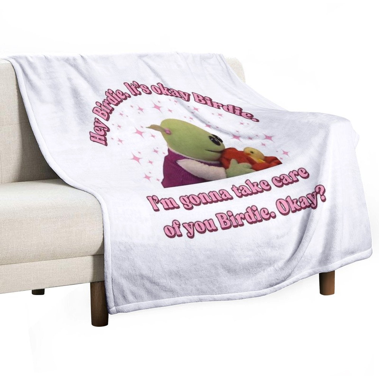 Nanalan Wonderful Girl It's Okay Birdie Eco-conscious Throw Blanket