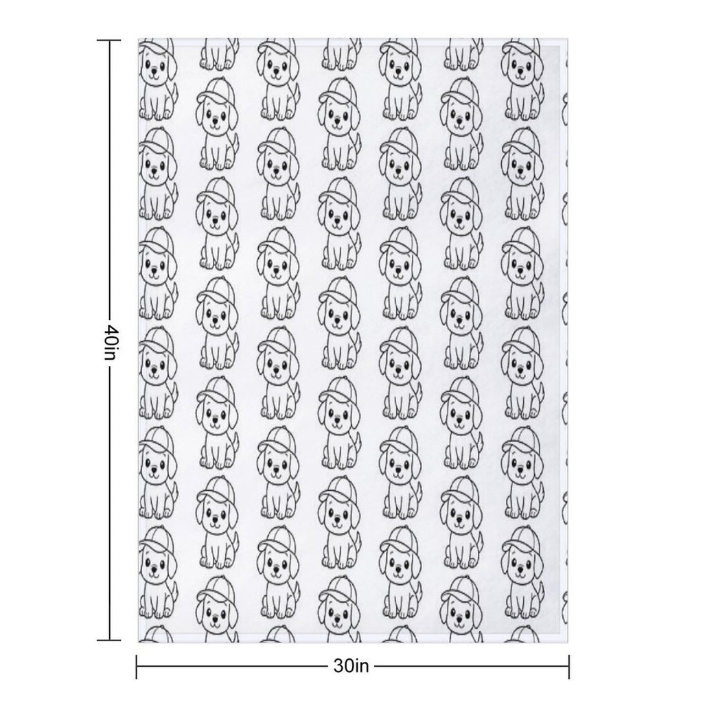 Dog with Baseball Hat Compact Throw Blanket