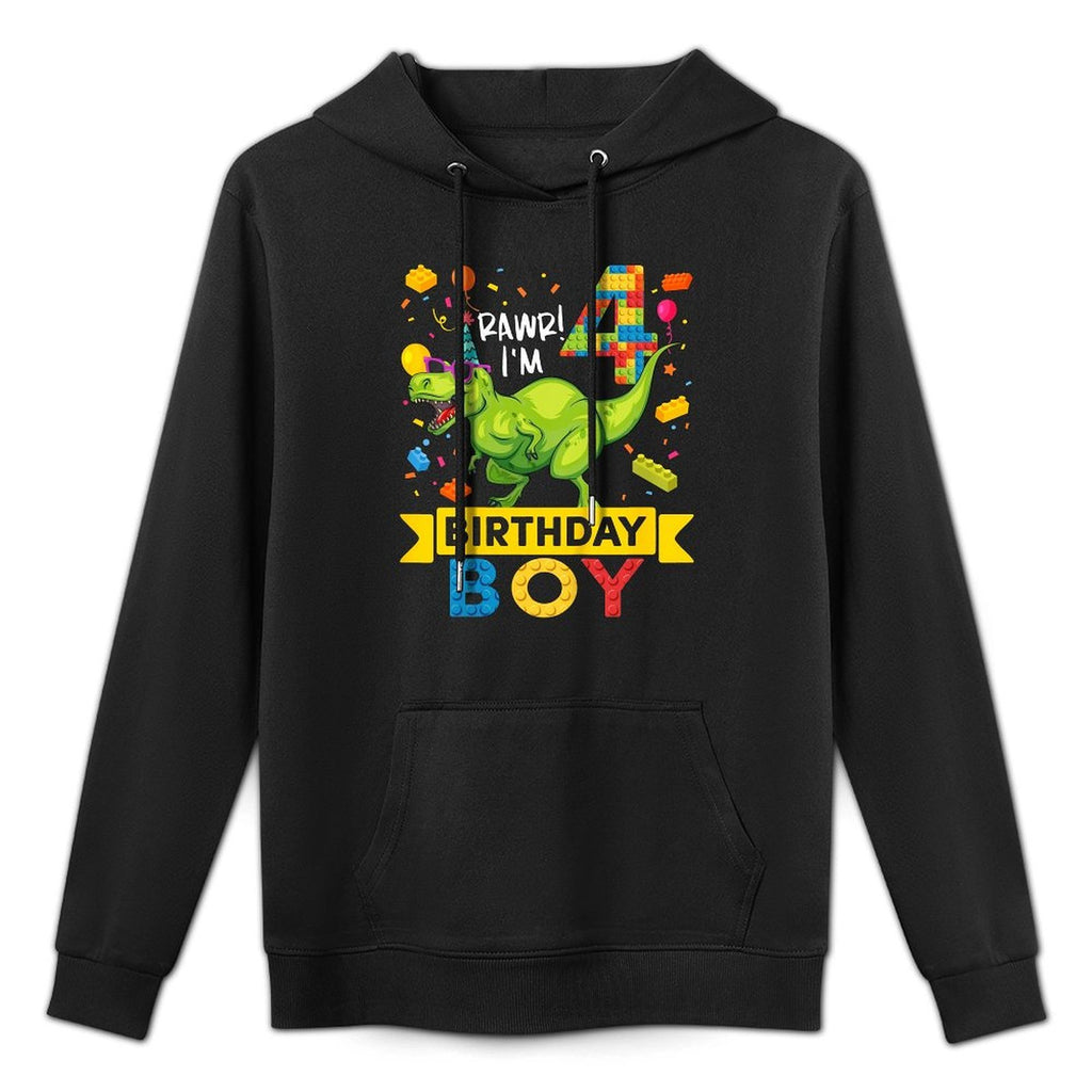 Kids 4 Year Old Dinosaur Building Blocks 4th Birthday Boy Casual Wear Hoodie