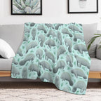 Manatees (blue) Velvety-soft Throw Blanket