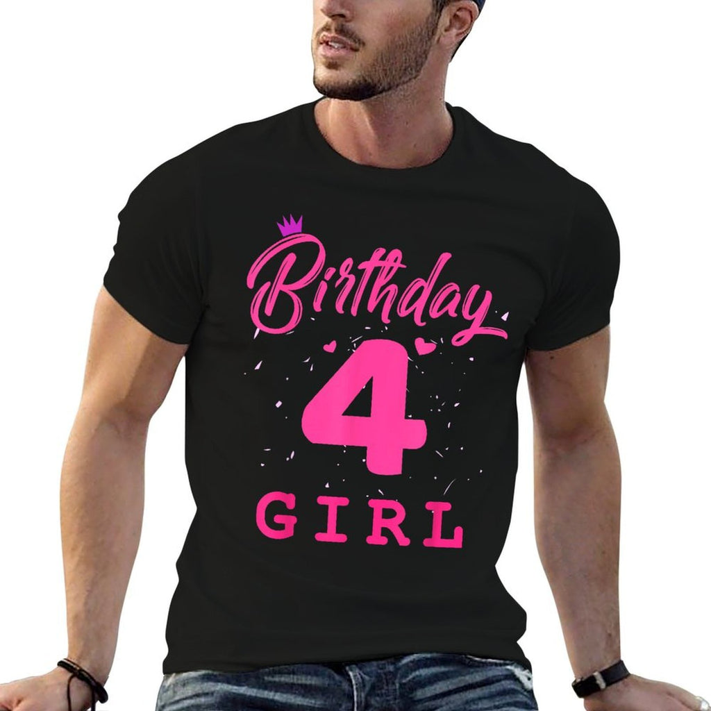 Happy Birthday , Girls 4th Party 4 Years Old Bday  Polyester Blend T-Shirt