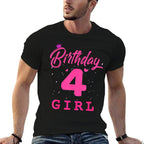 Happy Birthday , Girls 4th Party 4 Years Old Bday  Polyester Blend T-Shirt