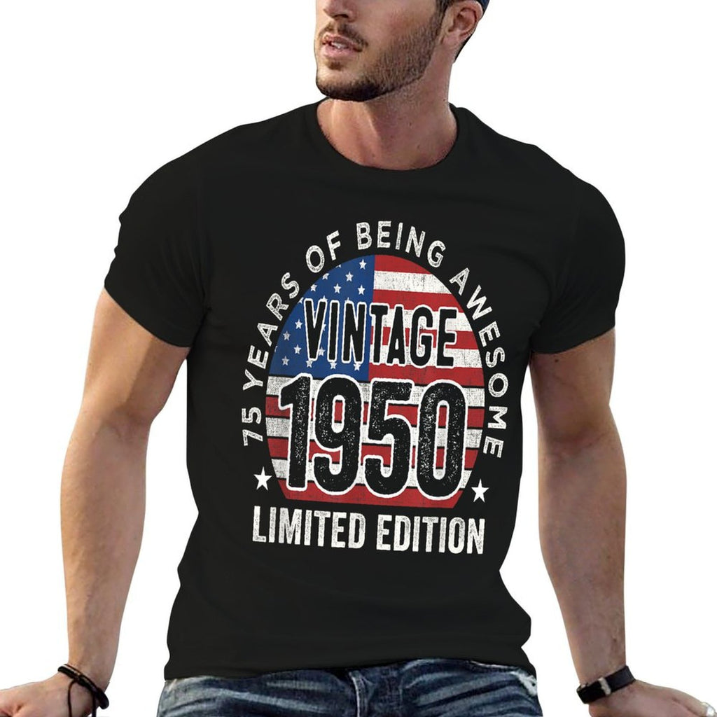 75th Birthday Gifts Men Vintage 1950 75 Years Old USA  Summer-ready Fabric T-Shirt