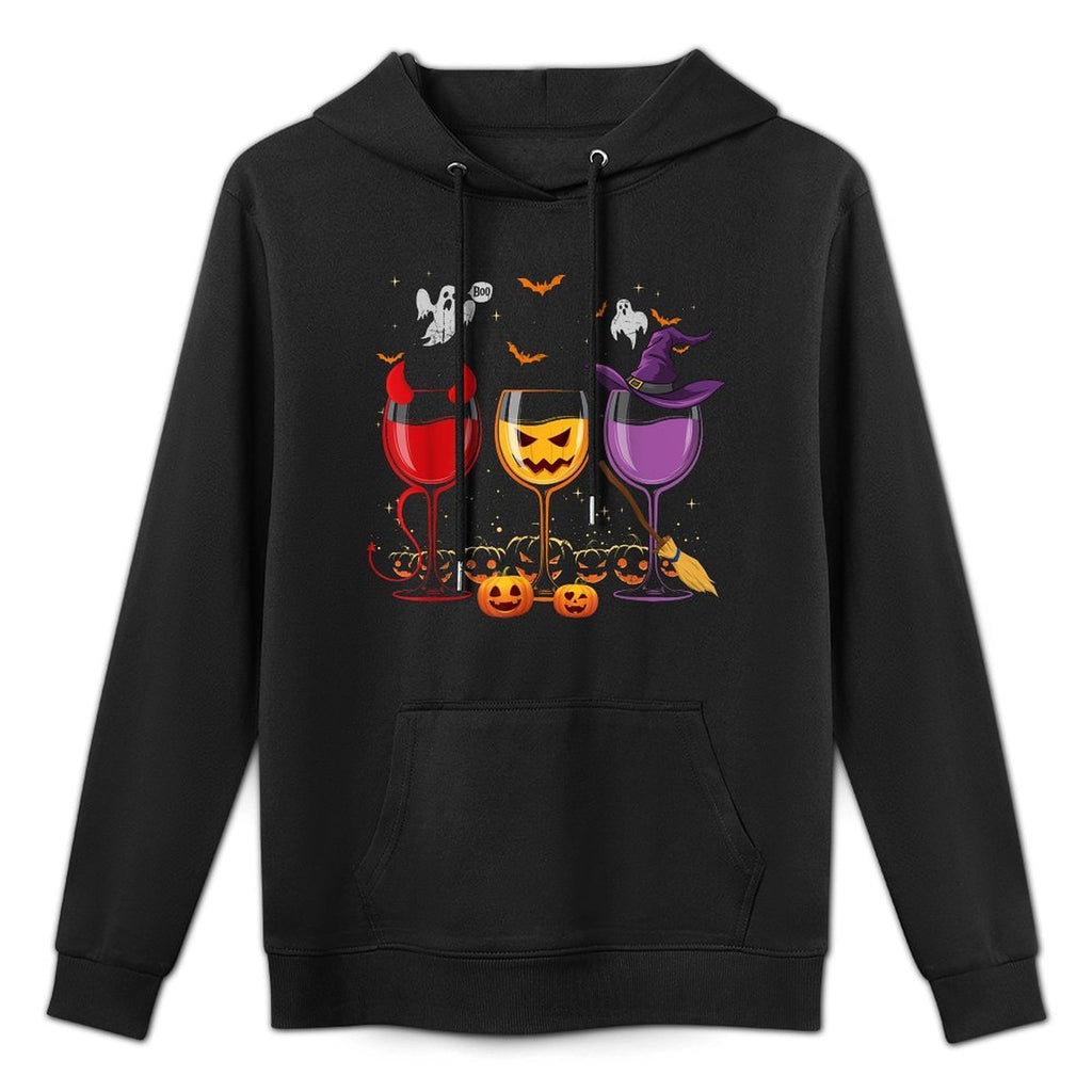 Three Glasses Of Wines Funny Halloween Wine Lover Casual Wear Hoodie