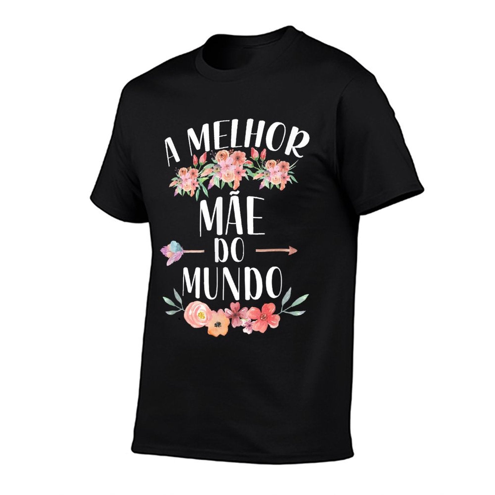 A Melhor Mae Do Mundo Portuguese Mom Floral  Summer-ready Fabric T-Shirt