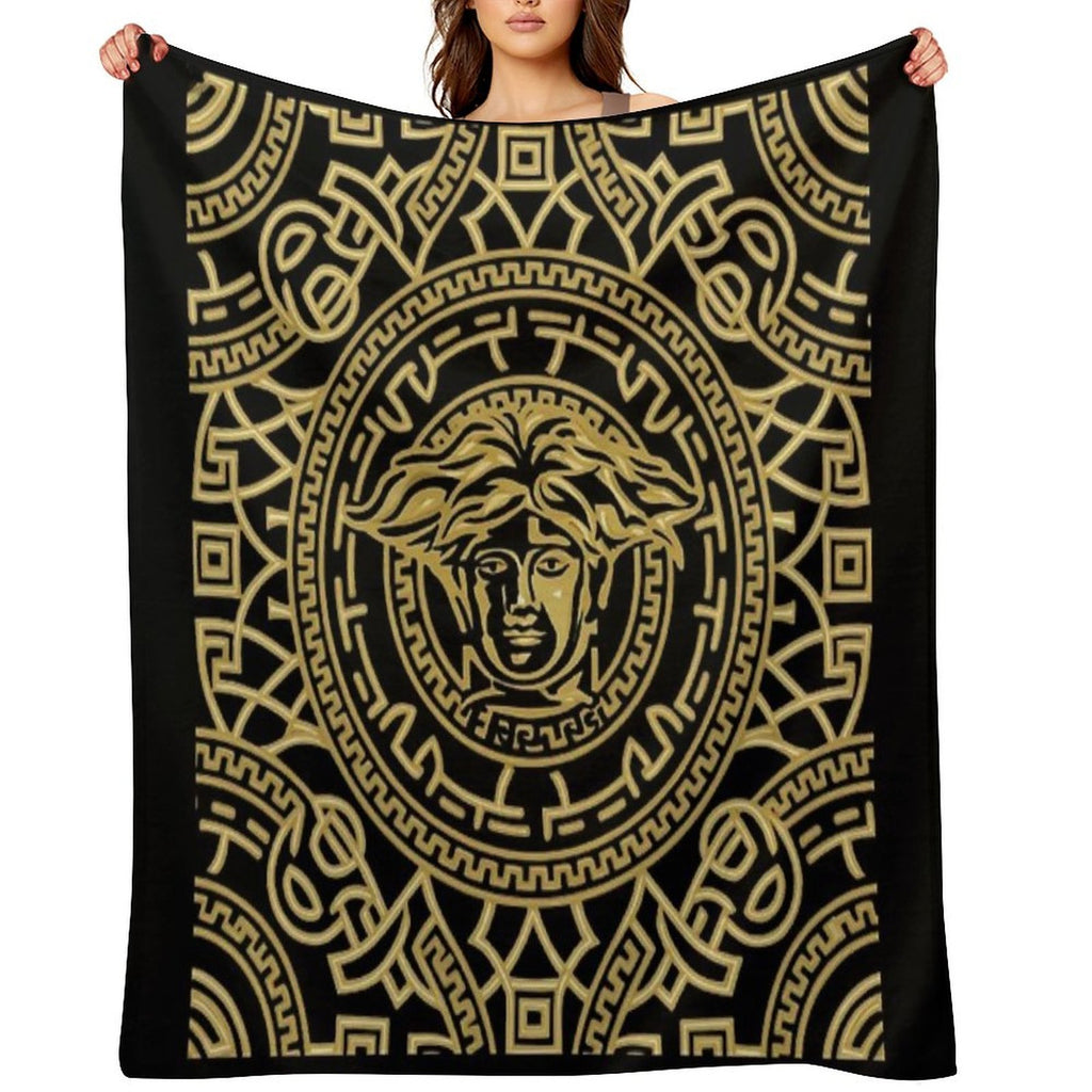 BLACK AND GOLD FABRIC DESIGN Anti-pilling Throw Blanket