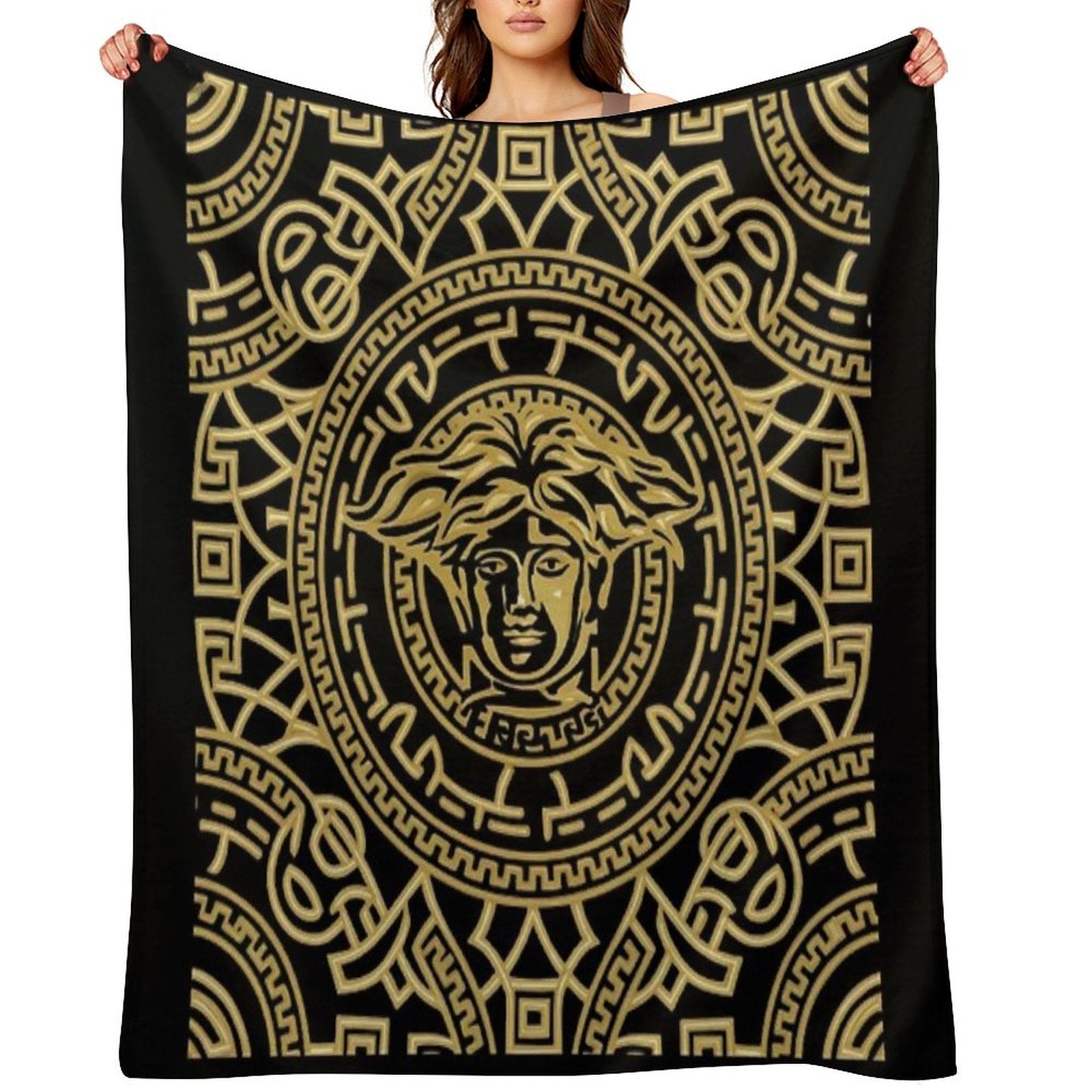 BLACK AND GOLD FABRIC DESIGN Anti-pilling Throw Blanket
