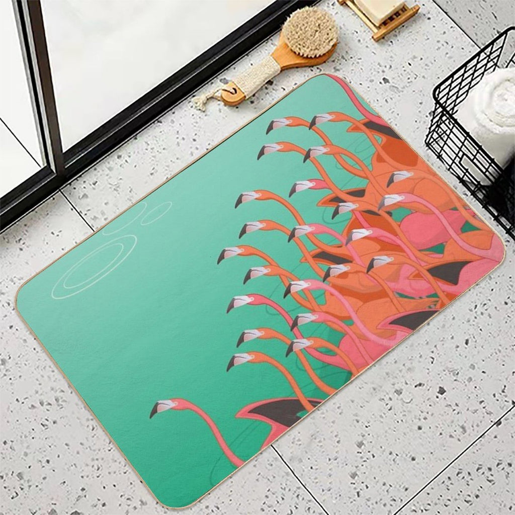 Fresco of The Flamingoes  Easy Maintenance Bath Mat