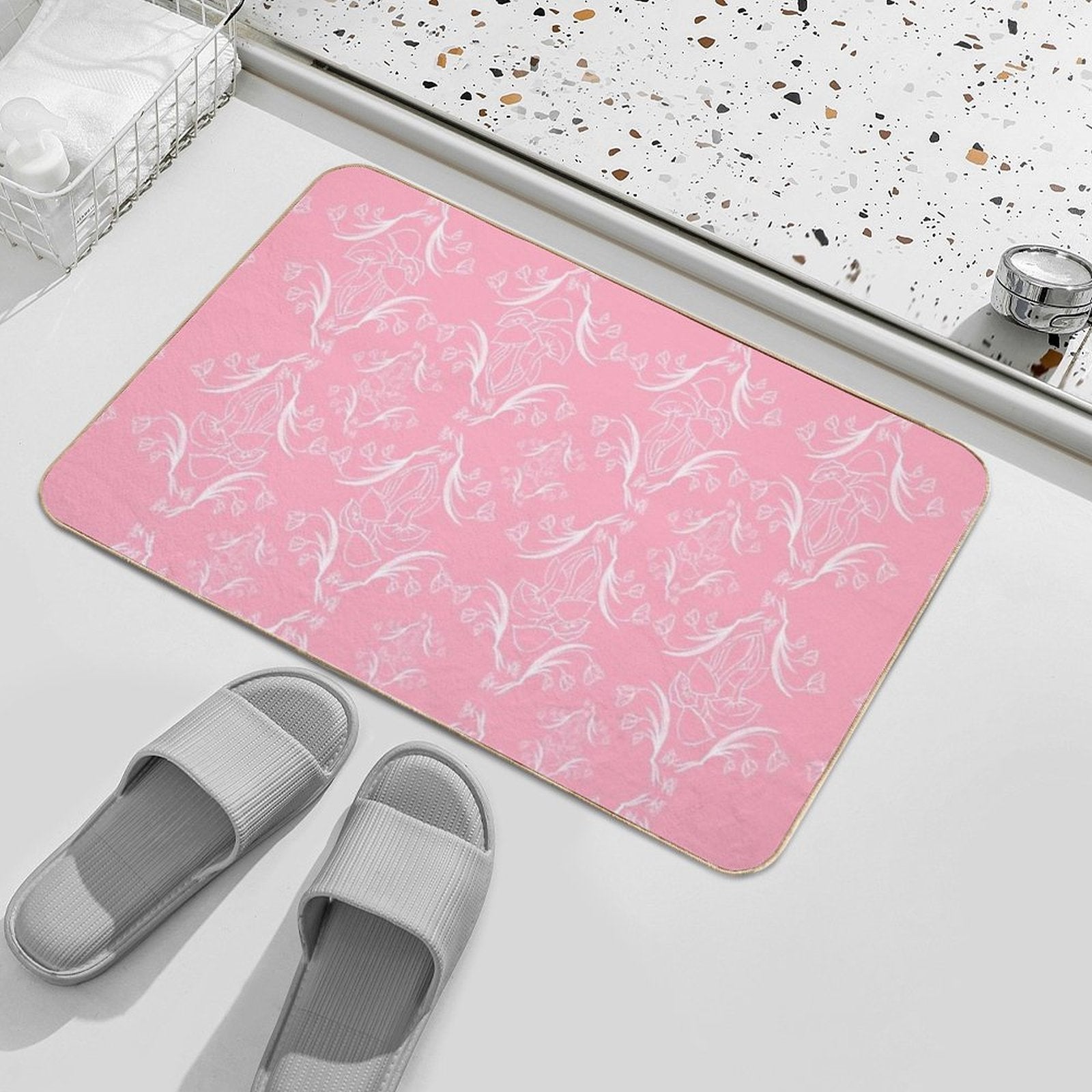 Floral & Mush Pattern 2  High-Traffic Bath Mat
