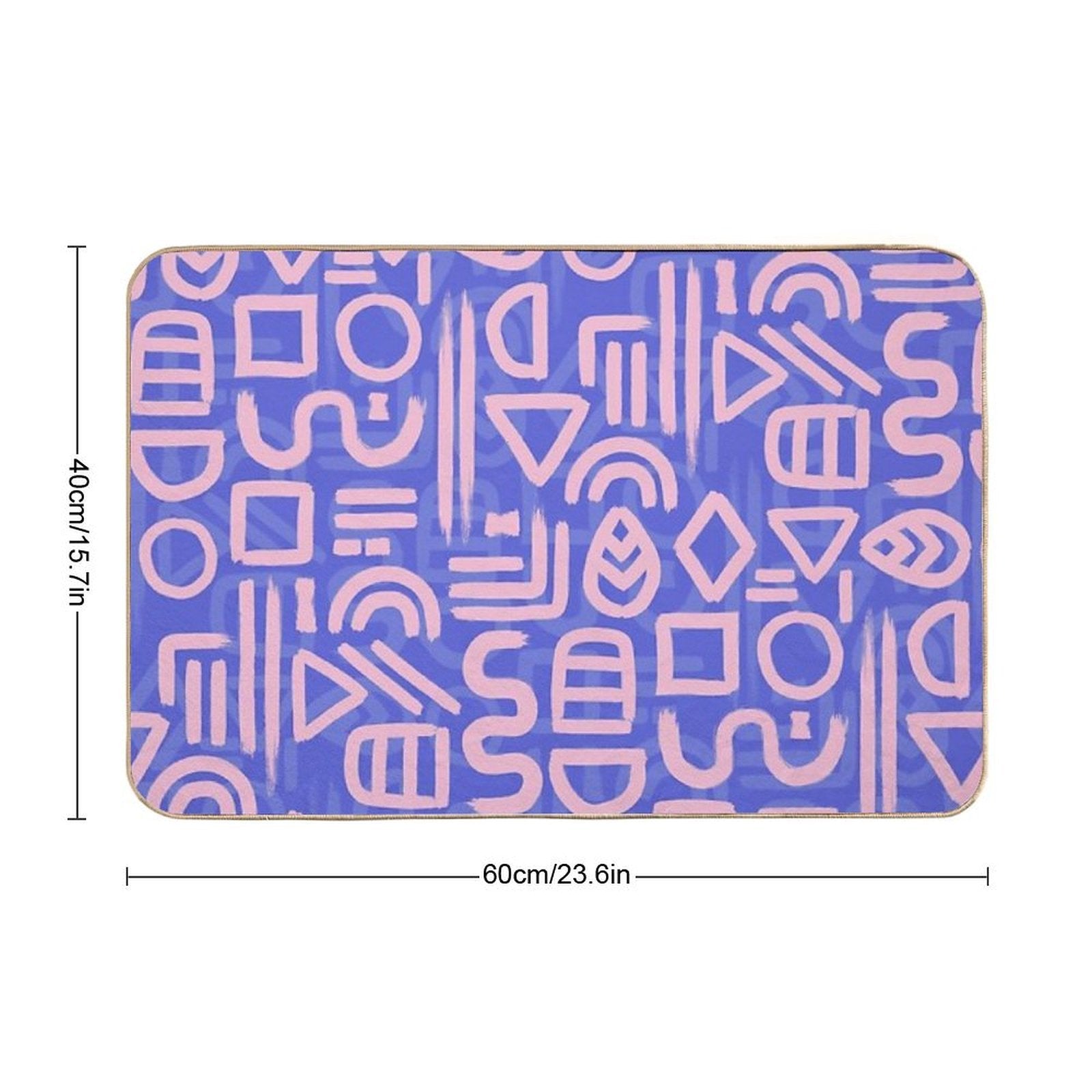 Shapes And Glyphs - Bold Brushstroke Abstract in Pink And Blue  Long-Lasting Bath Mat