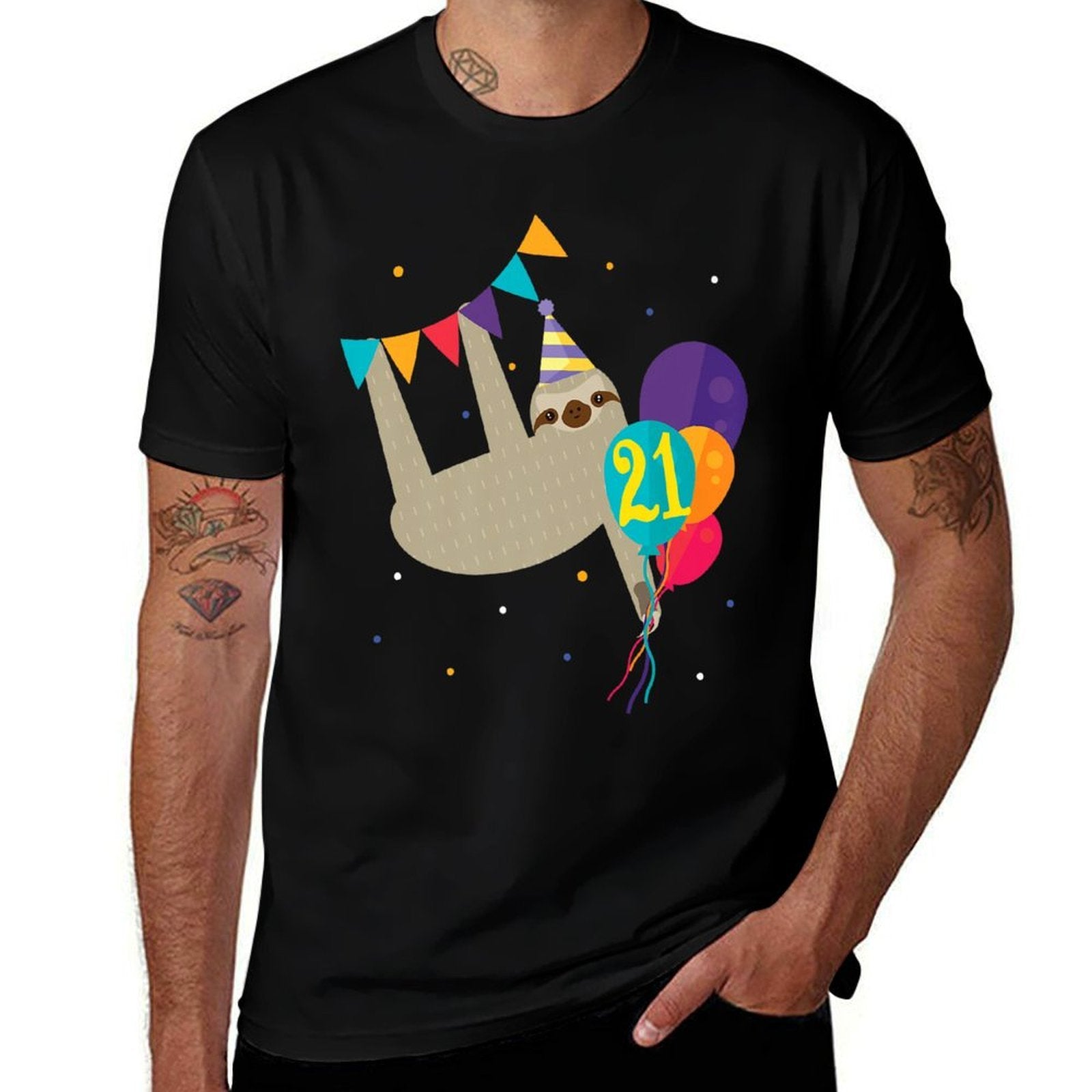 21st Birthday Funny Sloth Lovers T-shirt Gift Men Women Her  Wrinkle-resistant T-Shirt