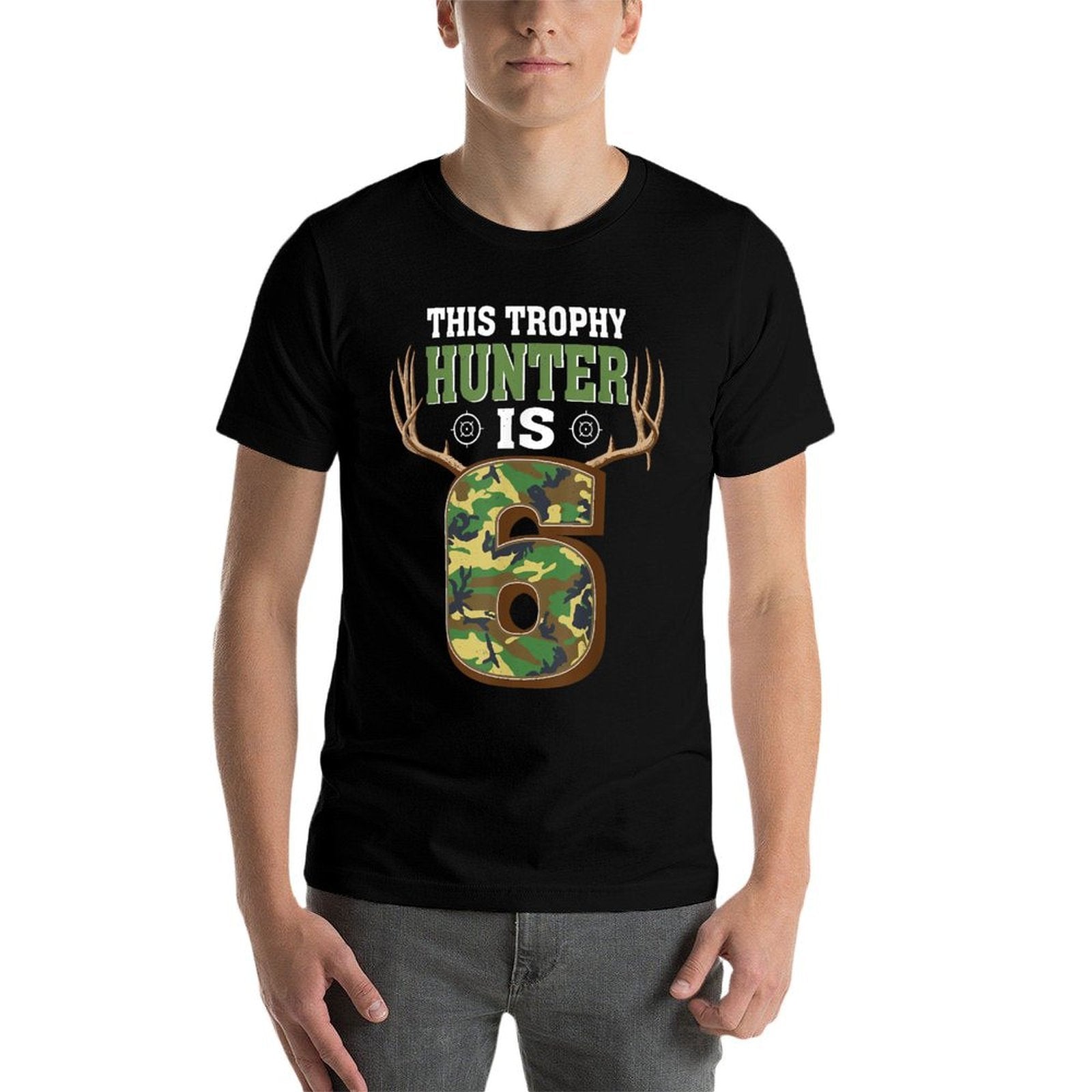 6 Year Old Hunting 6th Birthday Party Deer Hunter  Slim-fit Cut T-Shirt