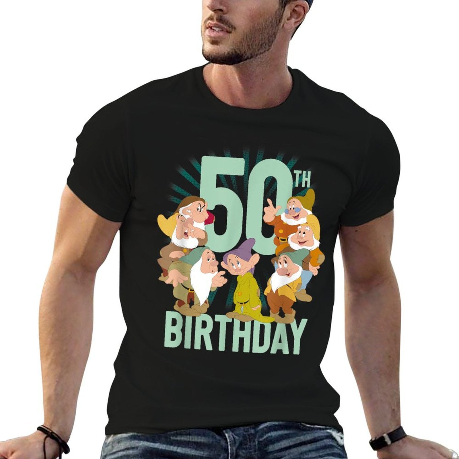 Disney Snow White Dwarfs Group Shot 50th Birthday  Trendy Pattern T-Shirt