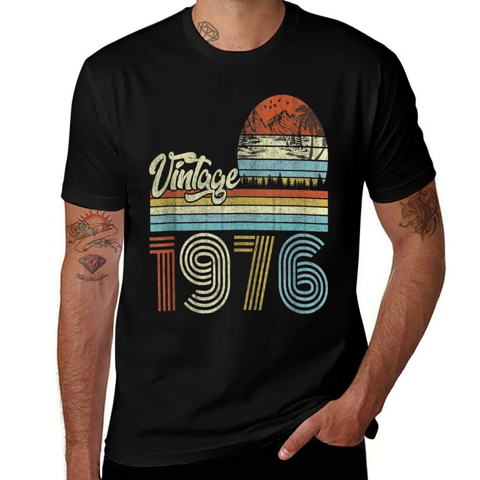 50 Years Old Vintage Born In 1976 Funny 50th Birthday Gifts  Wrinkle-resistant T-Shirt