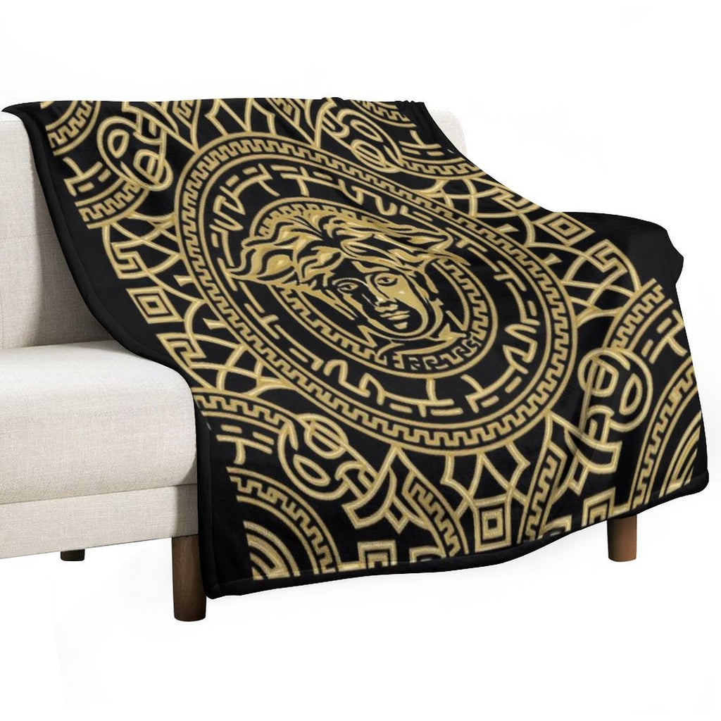 BLACK AND GOLD FABRIC DESIGN Anti-pilling Throw Blanket