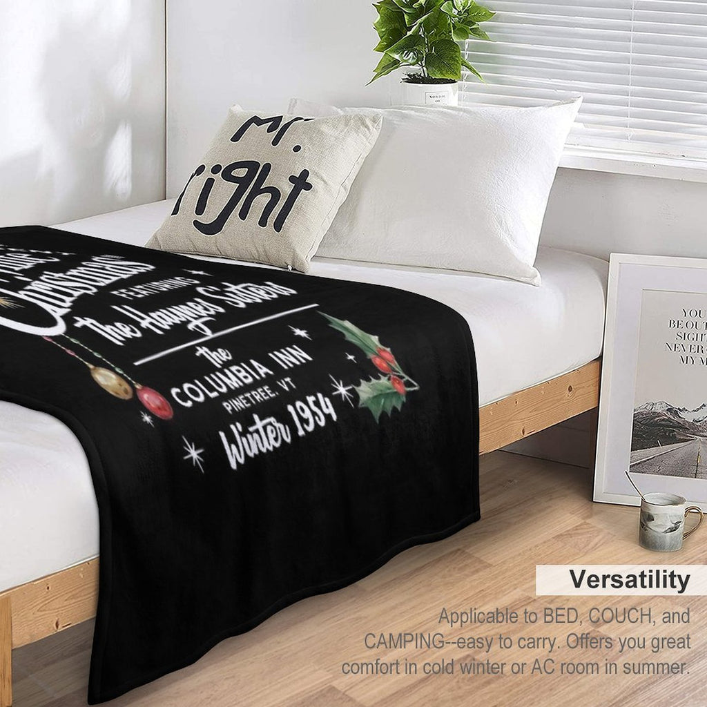 Vintage White Christmas Movie Machine-washable Throw Blanket