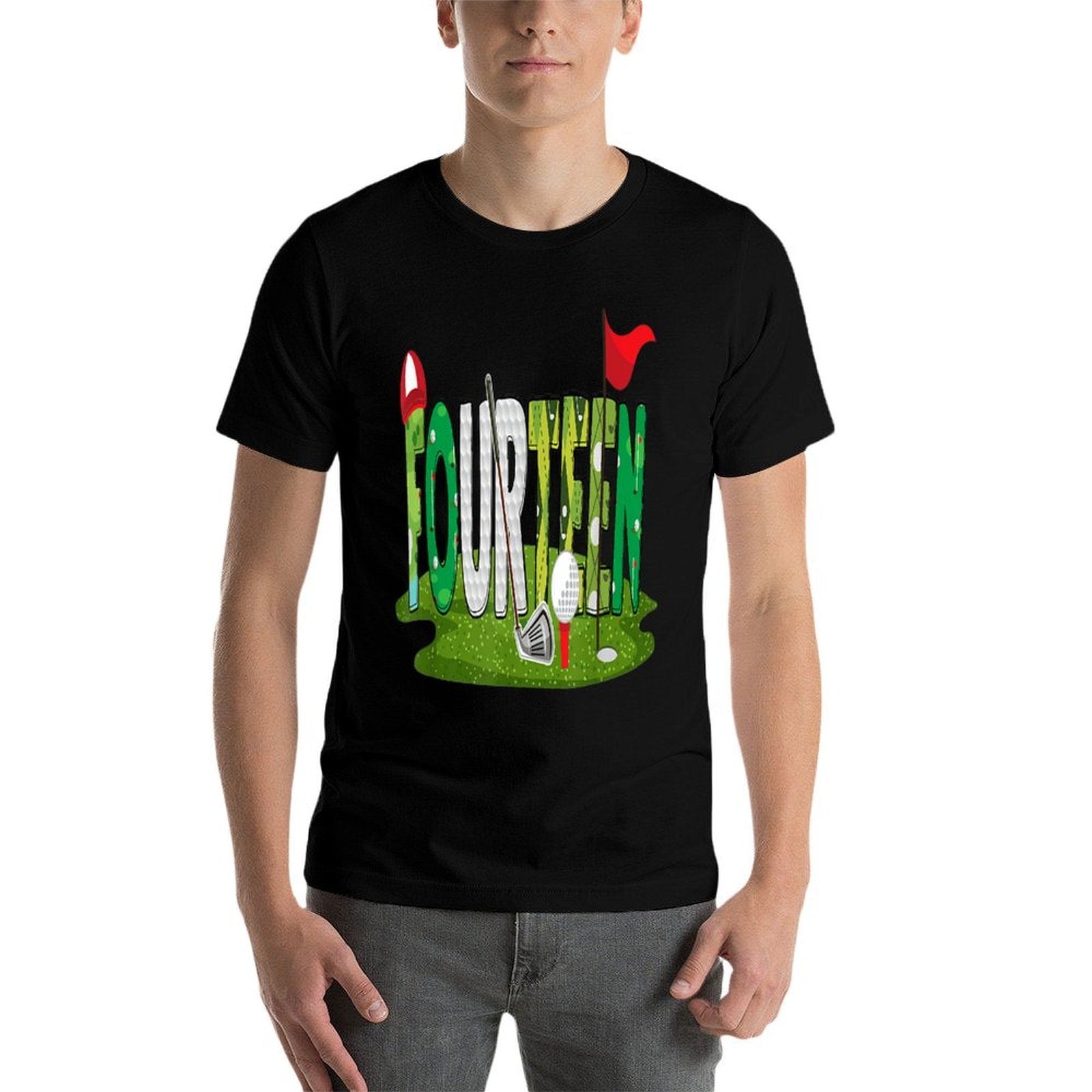 14th Birthday Golf Theme 14 Year Old Kids Sport Party  Fade-proof Color T-Shirt