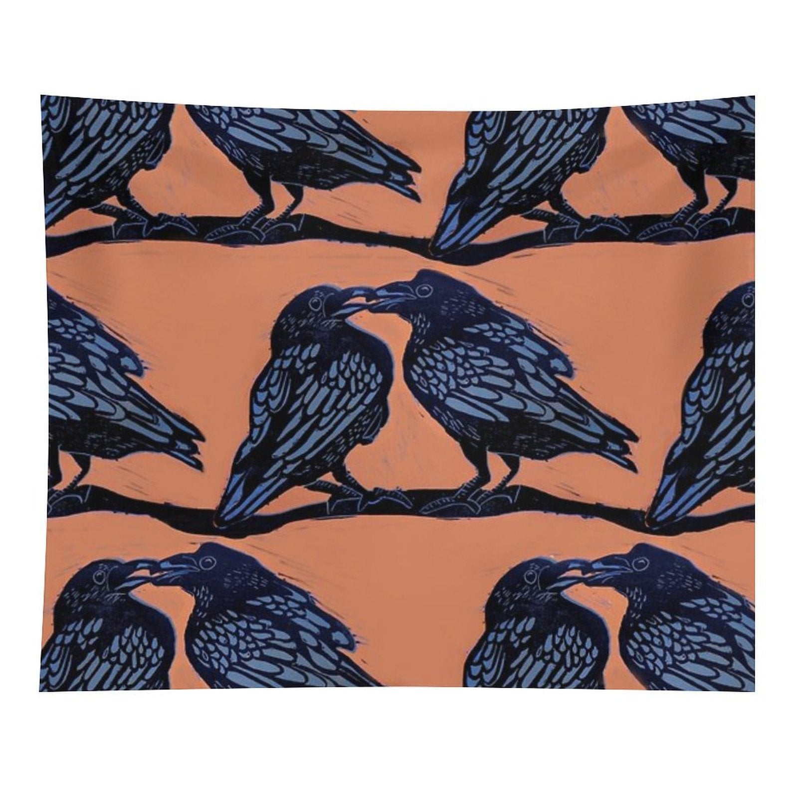 Orange Crows Tapestry