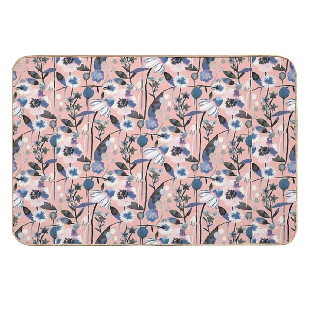 Pink Pastel Flowers Pattern  Repositionable Bath Mat