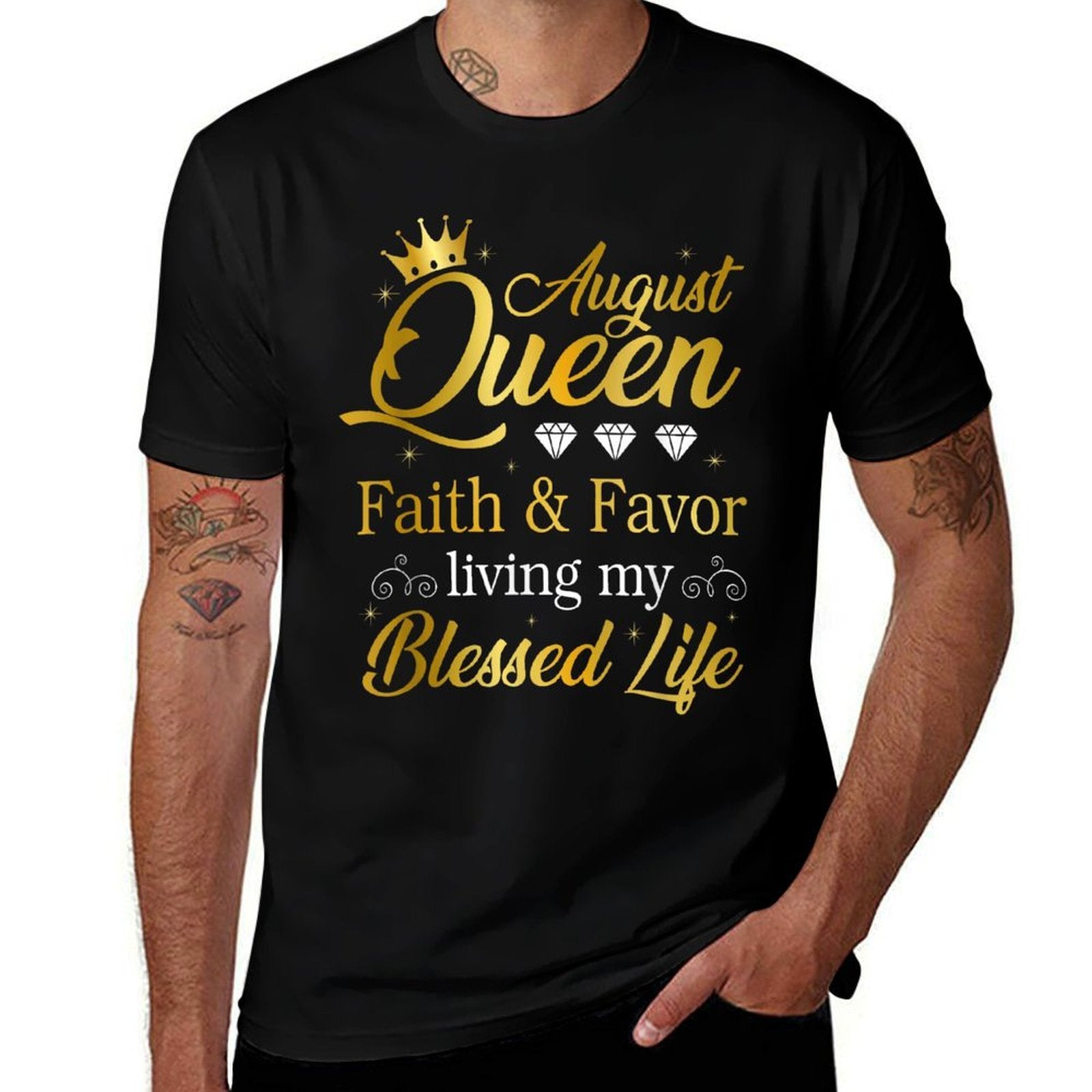 August Queen Living My Best Life Leo Virgo Birthday Queen  Summer-ready Fabric T-Shirt